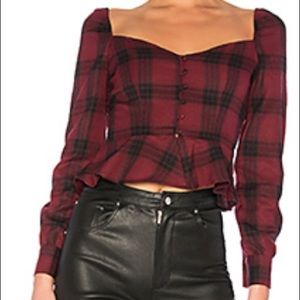 Marrie Flannel Puff Sleeve Top
